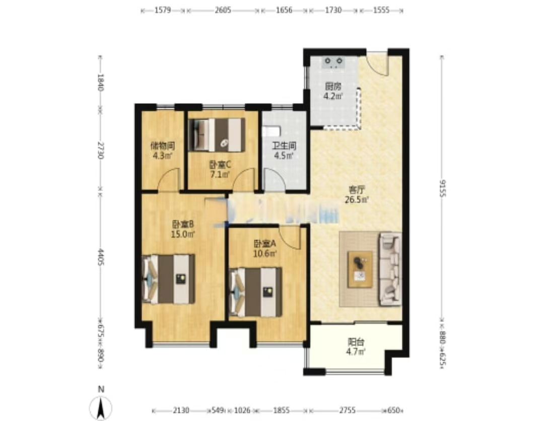 美的铂悦府  3室2厅2卫    48.0万 美的铂悦府  3室2厅2卫    48.0万室内图