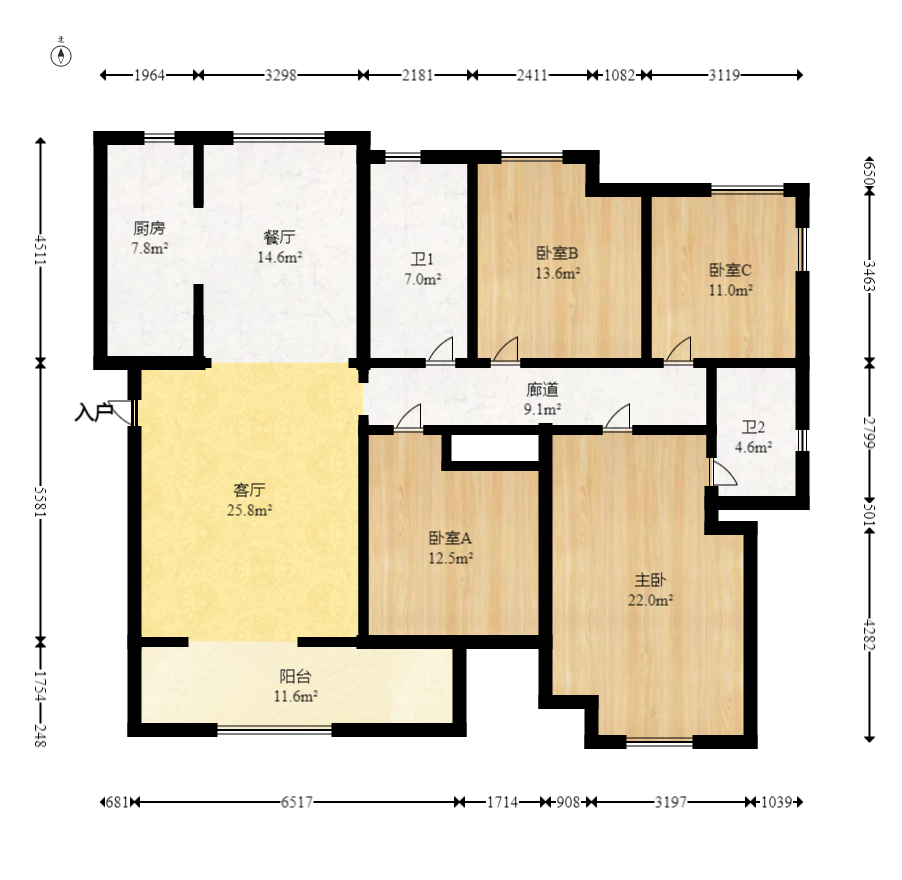 建投象山国际  4室2厅2卫   186.00万室内图1