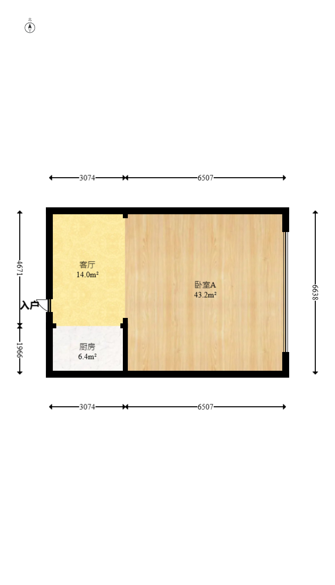 汇景发展环球中心  1室1厅1卫   130.00万室内图1