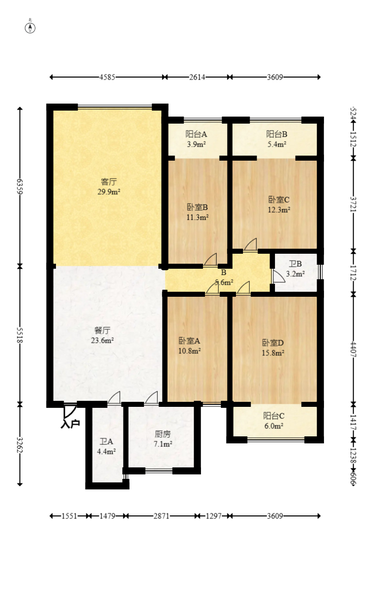 福乐凯公寓  4室2厅1卫    98.5万 福乐凯公寓  4室2厅1卫    98.5万户型图