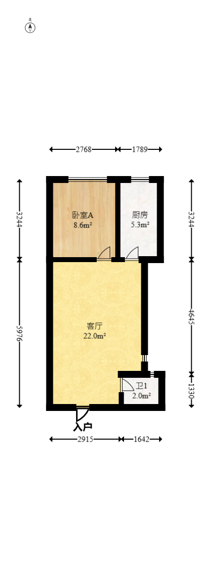 欧亚达国际广场  1室1厅1卫    42.8万室内图1