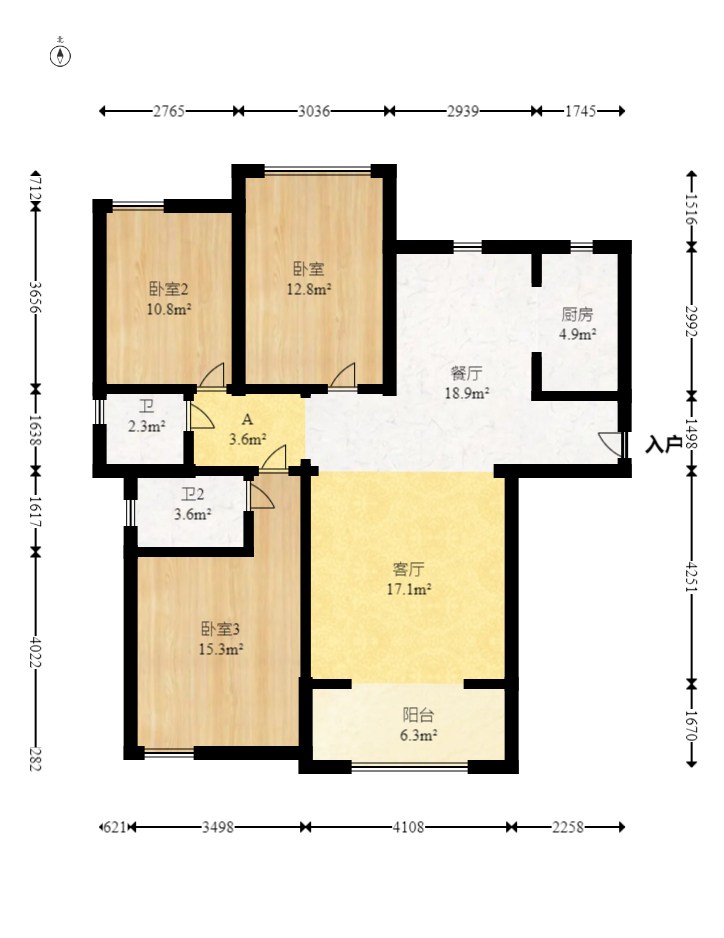 盛景谷山里  3室2廳2衛(wèi)    115.0萬室內(nèi)圖1