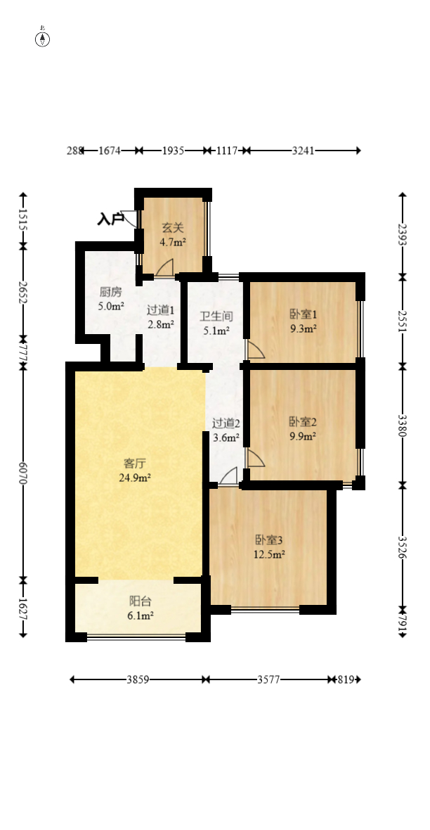 明发阅江悦府 3室2厅1卫 76.00万 明发阅江悦府 3室2厅1卫 76.00万户型图
