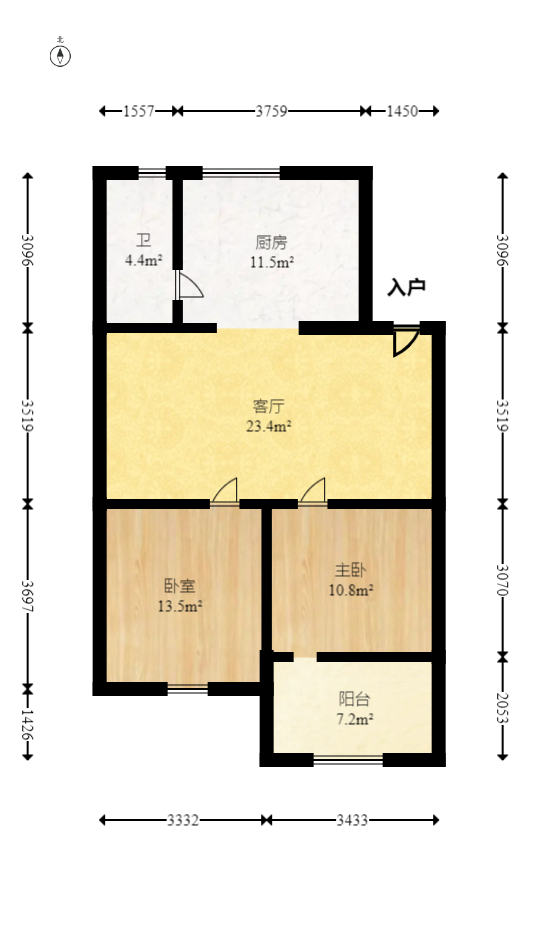 向韶村  2室2厅1卫   45.00万室内图1