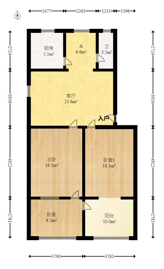 73分局（电信宿舍）  3室2厅1卫    70.0万室内图1