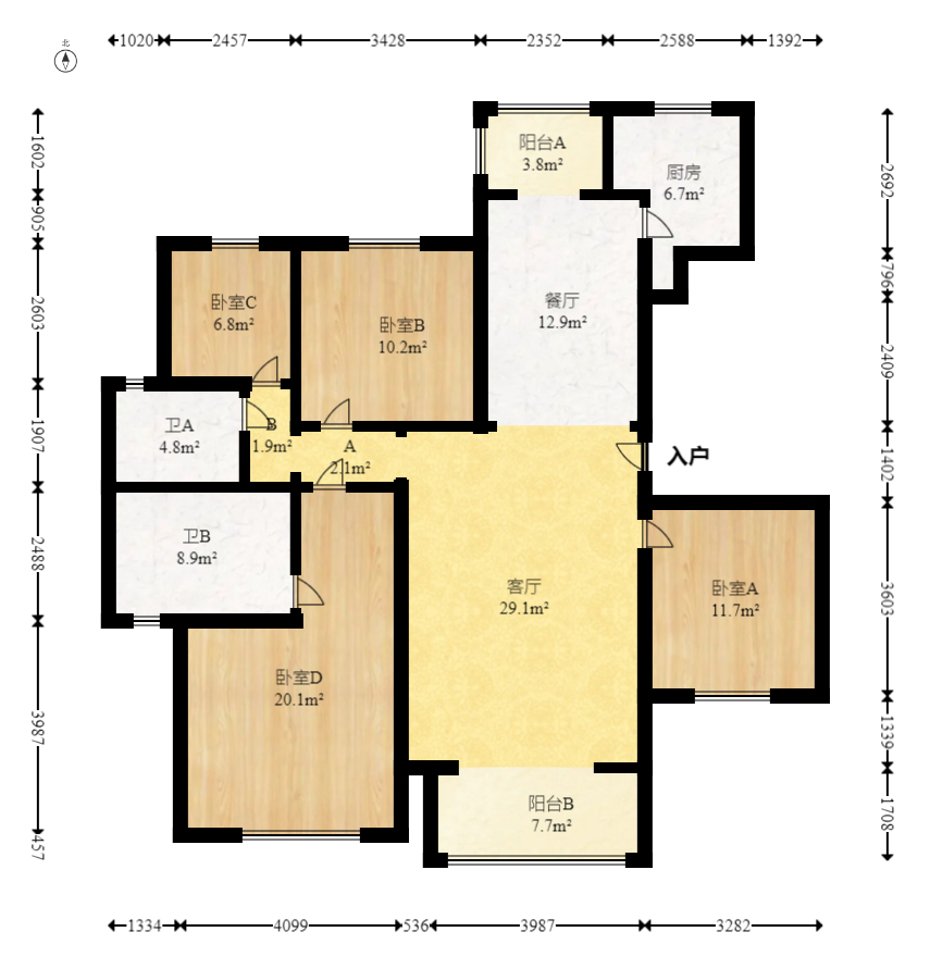 五矿万境蓝山  4室2厅2卫   210.00万室内图1