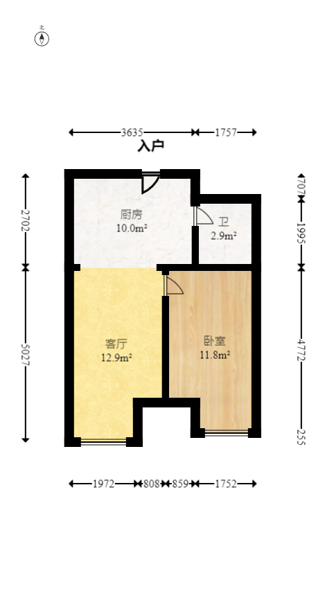 万科魅力之城  1室1厅1卫   68.00万室内图1
