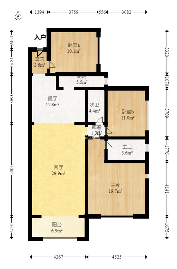 天元涉外景园B区  3室2厅2卫   91.00万