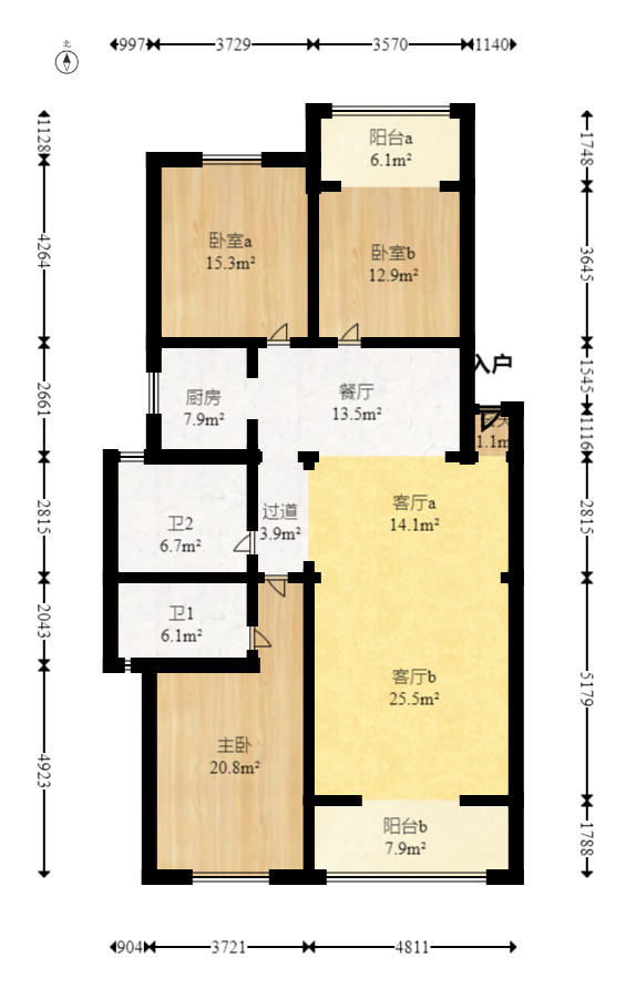 景悦和苑 3室2厅2卫 80.0万 景悦和苑 3室2厅2卫 80.0万户型图