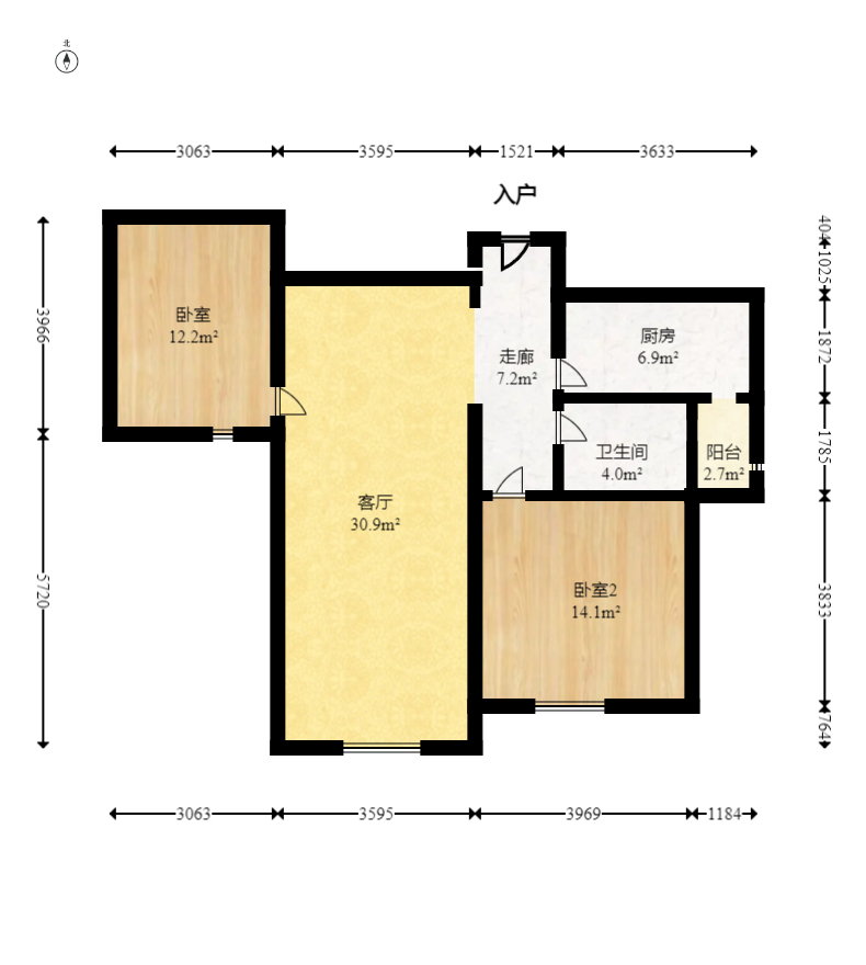 广悦星苑润园  2室2厅1卫    59.8万室内图1