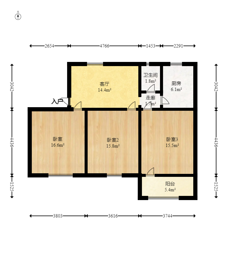 湖南师大张公岭校区宿舍  3室1厅1卫   49.80万室内图1