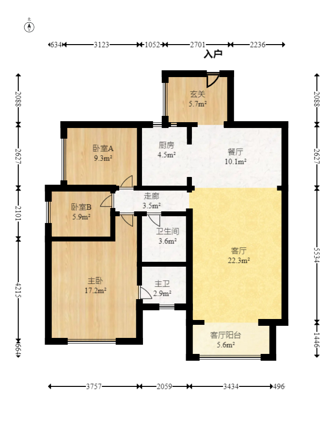中建芙蓉嘉苑  3室1厅1卫   110.00万室内图1