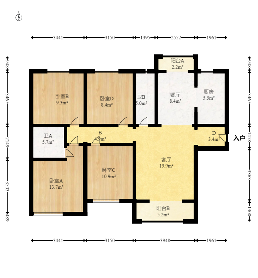 中建璟和城  4室2厅2卫   140.00万室内图1