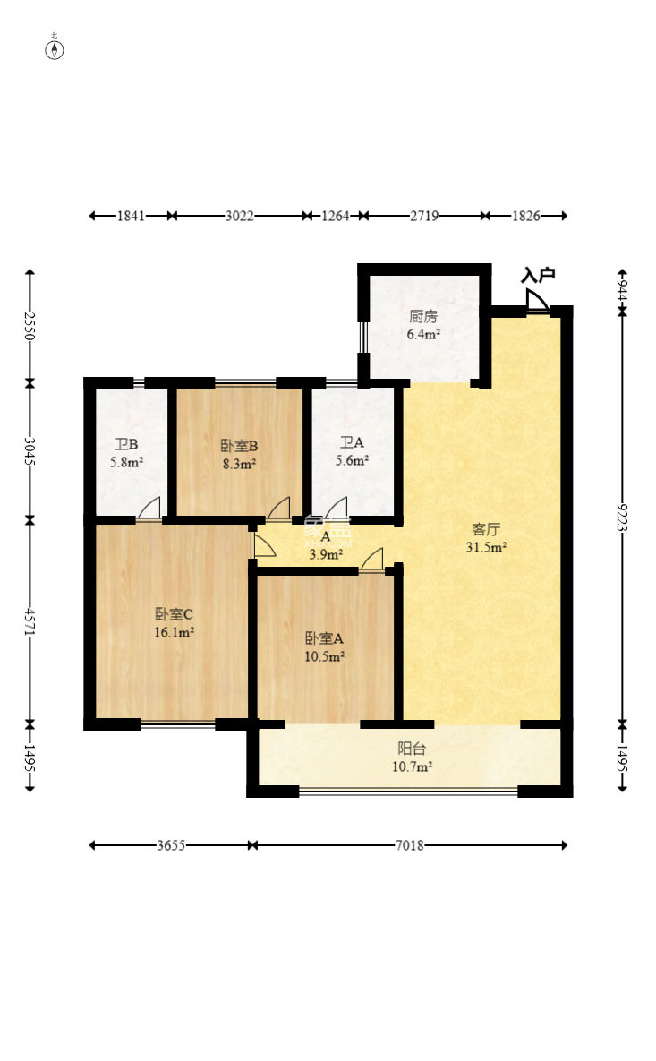 东原麓印长江B区  3室2厅2卫   128.00万