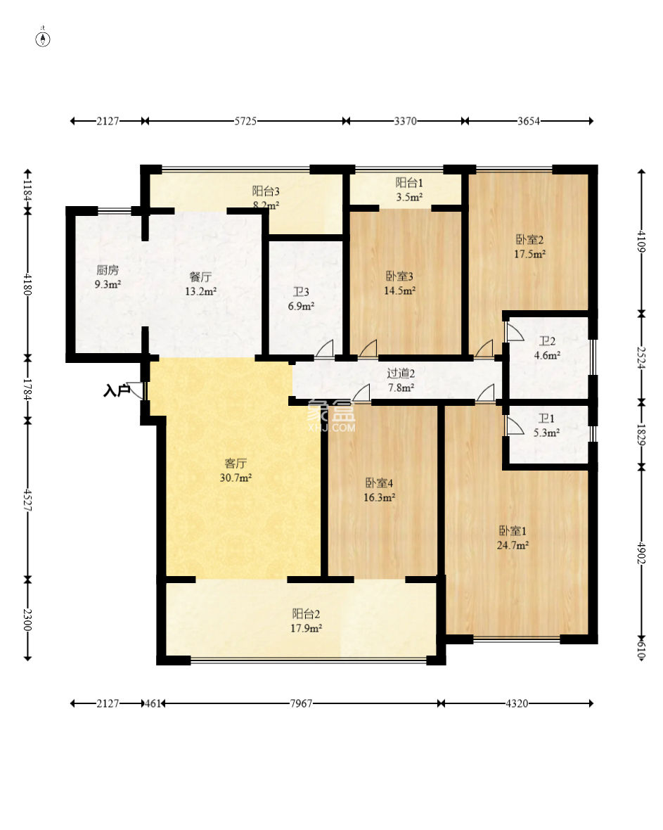 中建江山壹號 4室2廳2衛 450.00萬