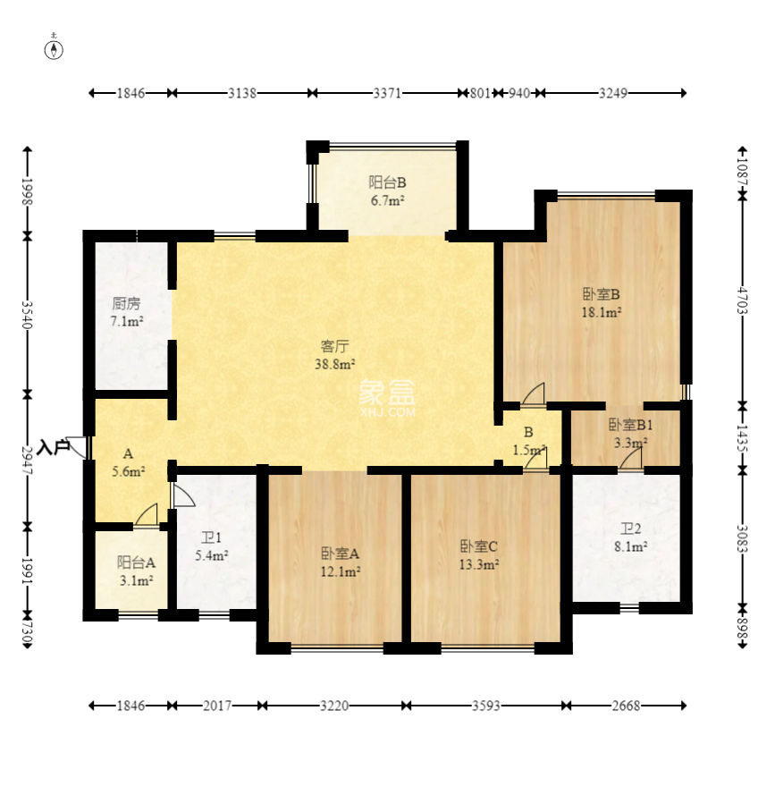 万科金域华府二期  3室2厅2卫   148.00万