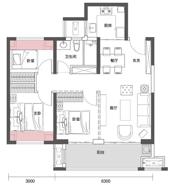 中海学府里 3室2厅1卫 49.8万 中海学府里 3室2厅1卫 49.8万室内图