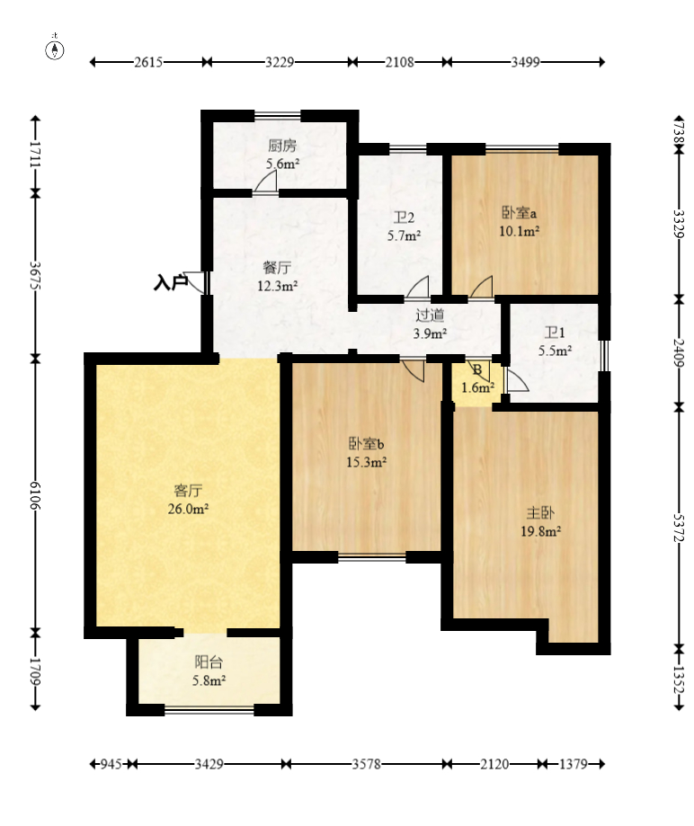 丽景华庭 3室2厅2卫 65.0万 丽景华庭 3室2厅2卫 65.0万户型图