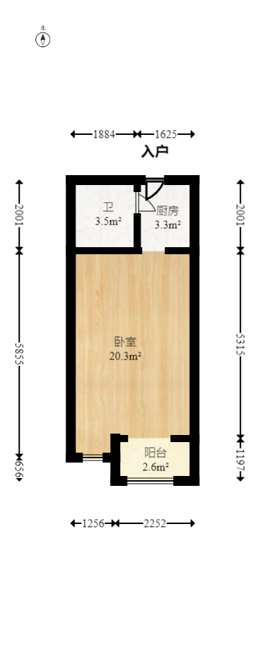 万科金色家园  1室1厅1卫   25.00万室内图1