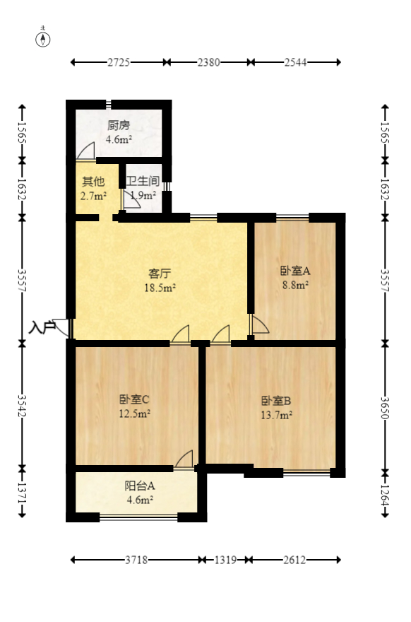 红旗社区  3室2厅1卫   59.00万室内图1