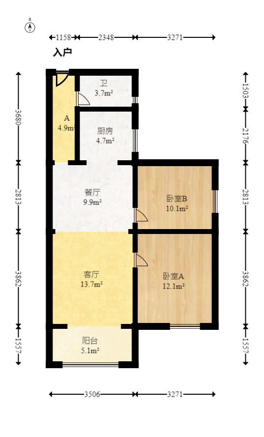 丽发新城  2室1厅1卫   60.00万室内图1