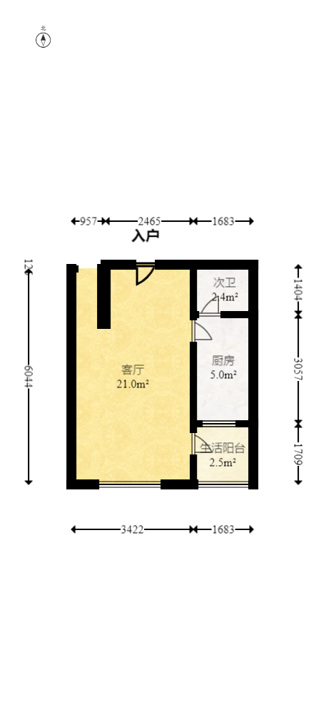 滨河华庭  2室2厅1卫   128.00万室内图1