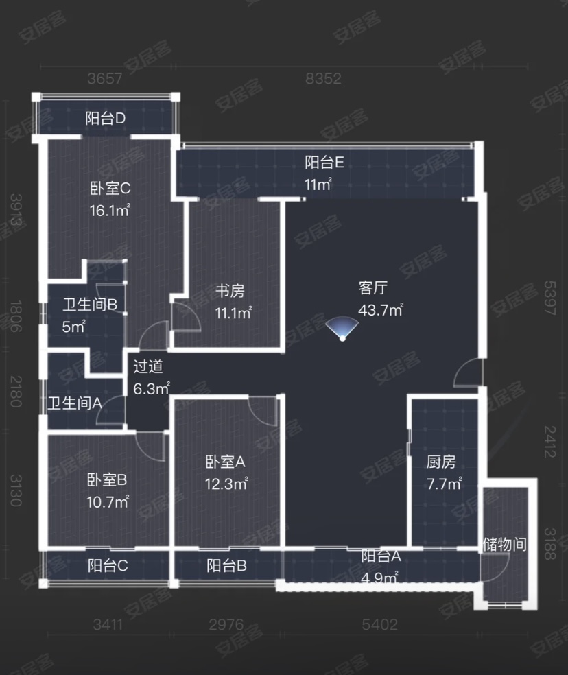 金城一品  4室2厅2卫   230.00万室内图1