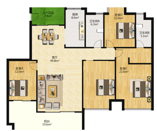 山水文园 4室2厅2卫 68.0万 山水文园 4室2厅2卫 68.0万室内图