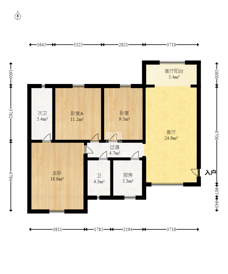蝴蝶谷  3室2厅1卫    68.0万