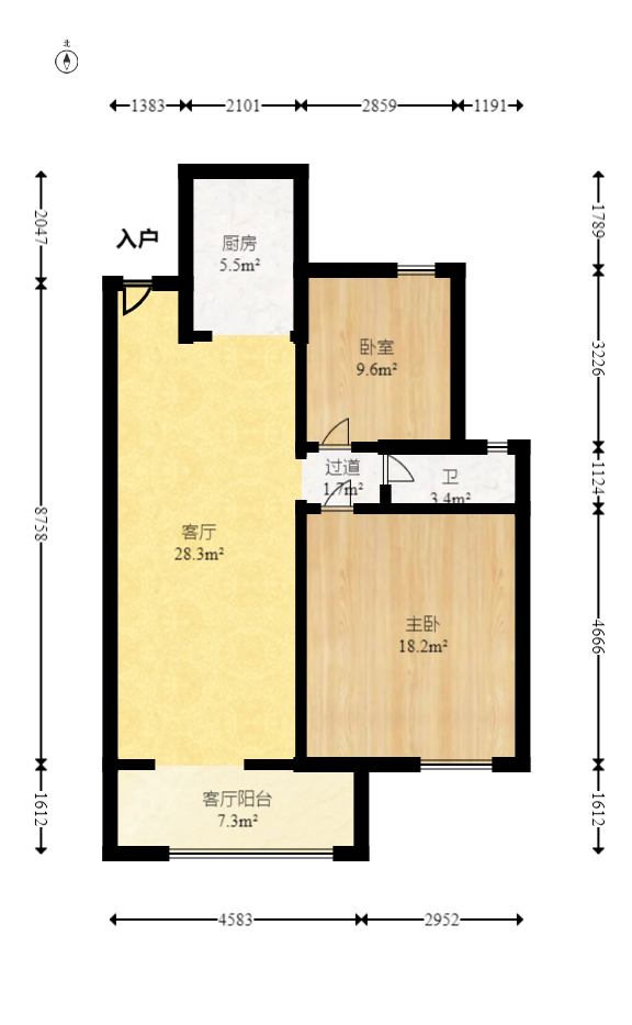 金科时代中心 2室1厅1卫 48.8万 金科时代中心 2室1厅1卫 48.8万户型图