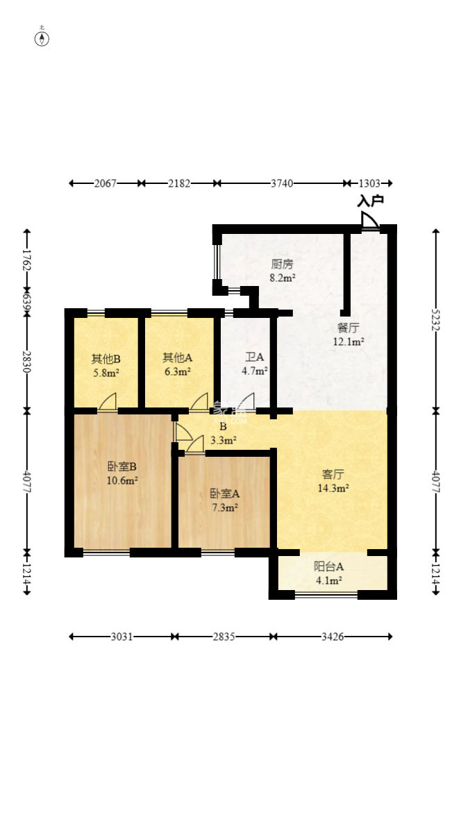 蓝光幸福满庭  3室2厅1卫    68.0万