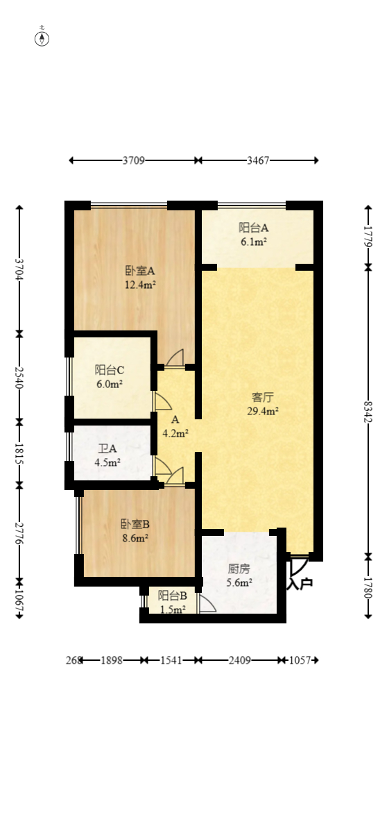 长房半岛蓝湾（观山月）  1室1厅1卫   35.00万室内图1