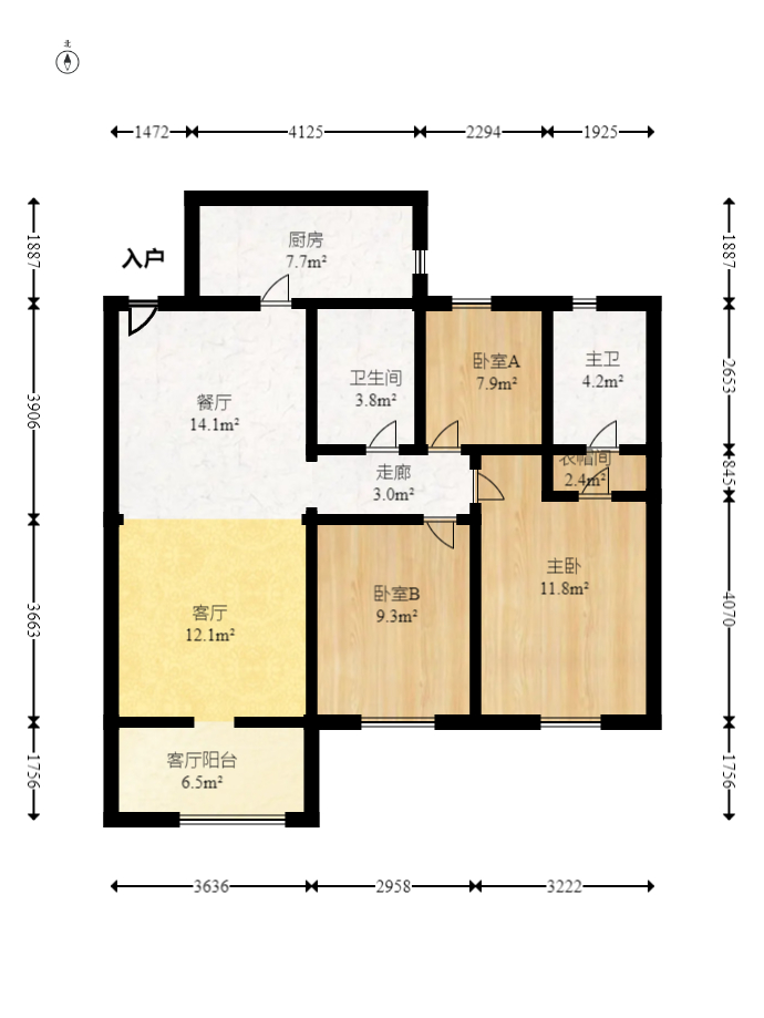 中建芙蓉嘉苑  3室2厅2卫   120.00万室内图1