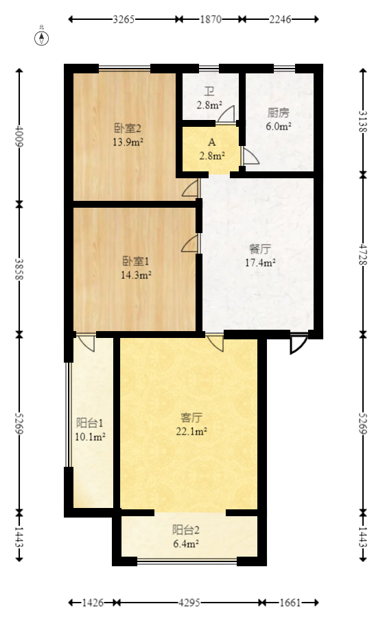 新桥小区  2室2厅1卫   52.80万室内图1