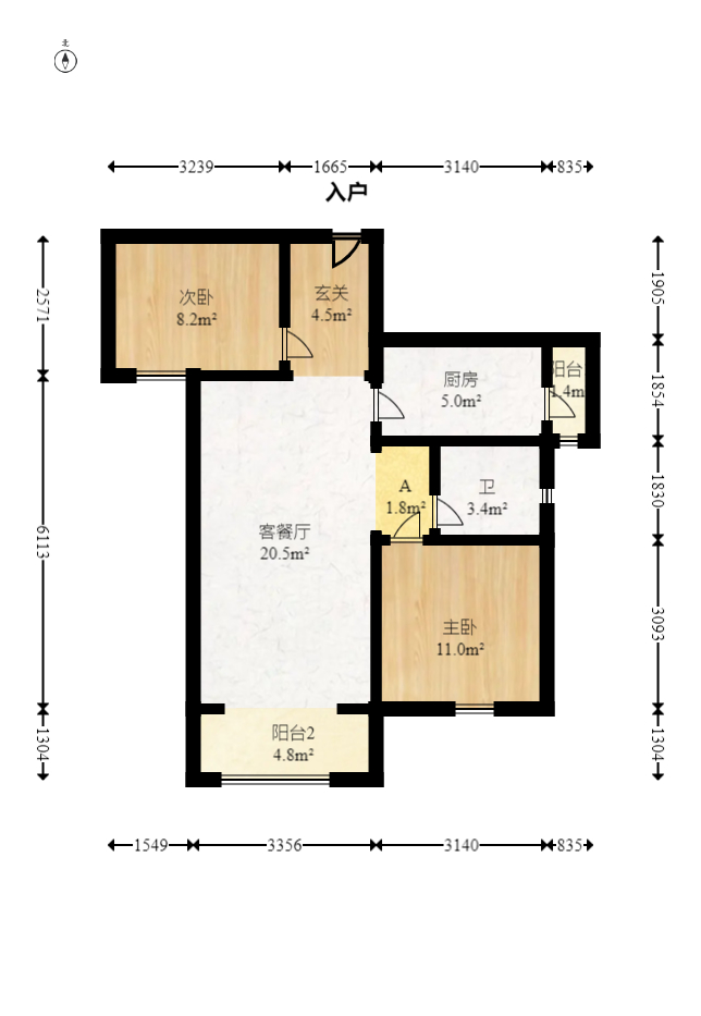 山语城三期  2室2厅1卫    60.0万室内图1