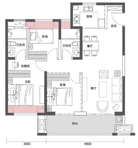 中海学府里  3室2厅2卫   79.80万