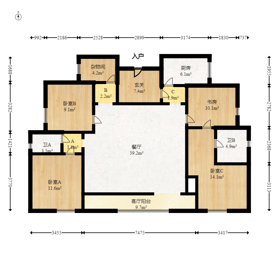 钰龙天下一期  2室2厅1卫   269.00万室内图1