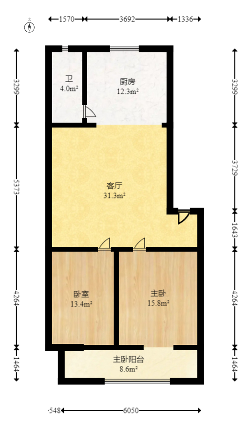湘绣城  2室2厅1卫   40.00万室内图1