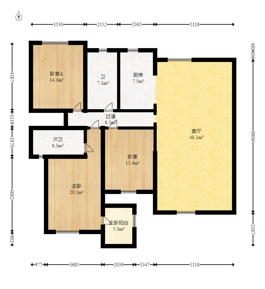 美林水郡 3室2厅2卫 86.00万 美林水郡 3室2厅2卫 86.00万户型图