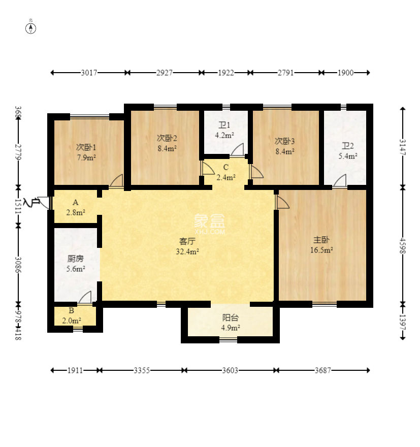 华润置地广场二期  4室2厅2卫    96.0万
