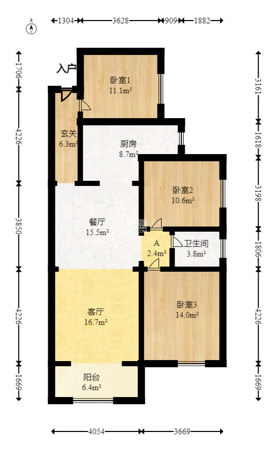 润和滨江府  3室2厅1卫   110.00万