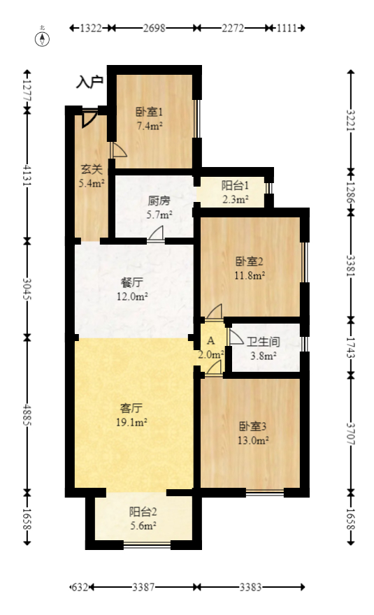 潤和之悅（金澤園）  3室2廳1衛(wèi)    66.8萬室內(nèi)圖1