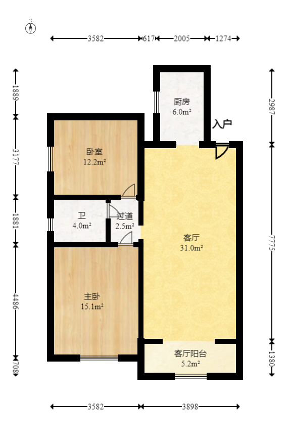 恒广国际景园一二区 2室2厅1卫 58.8万 恒广国际景园一二区 2室2厅1卫 58.8万户型图