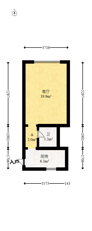 锦华时代  1室1厅1卫   35.00万室内图1