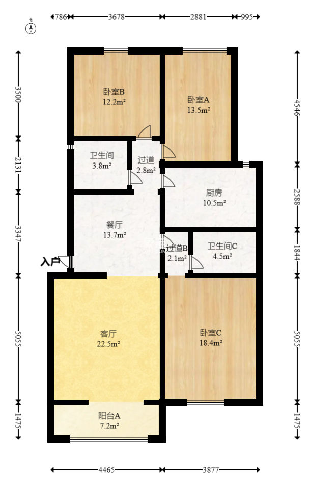 一心花苑 3室2廳2衛 159.50萬