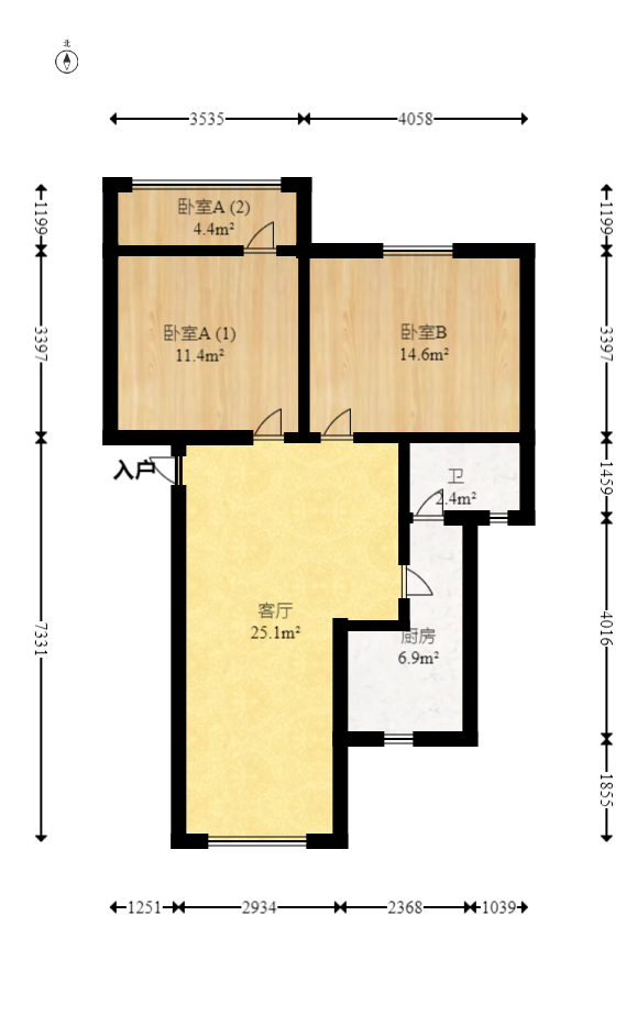 湘仪家园  2室2厅1卫   42.00万室内图1