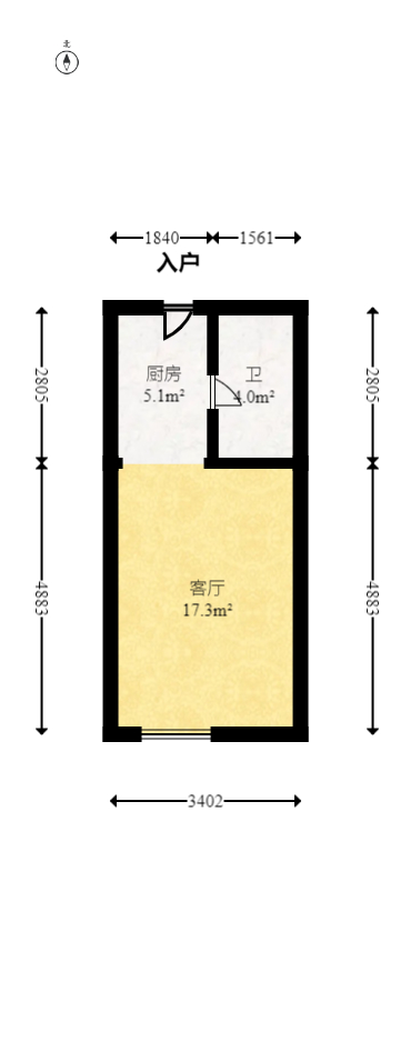 奥园城市天骄一期  1室1厅1卫   28.80万室内图1
