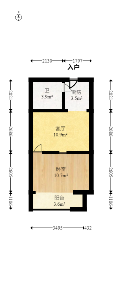 2076至高点  1室1厅1卫   26.00万室内图1