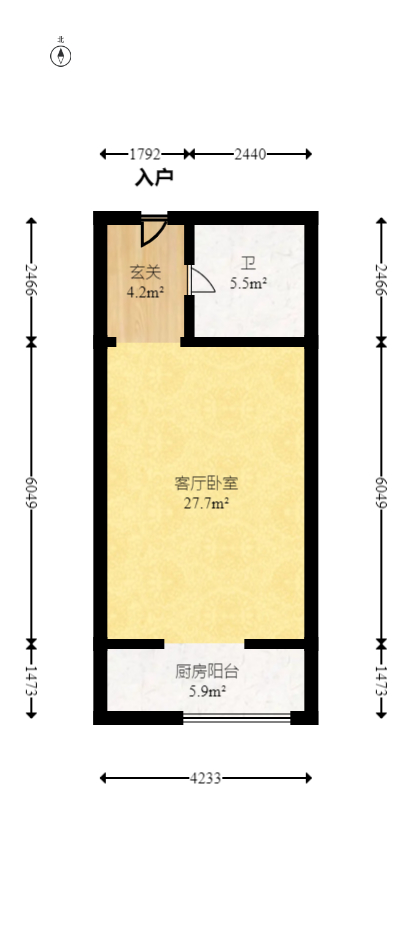 保利麓谷林语I区  1室1厅1卫   45.00万室内图1