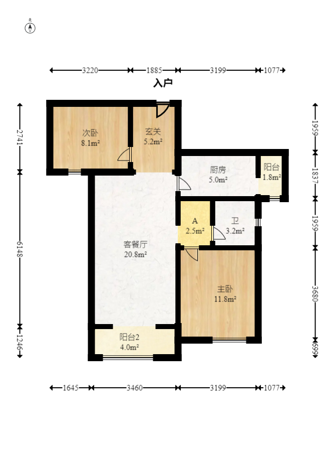 山语城三期  2室2厅1卫   66.80万室内图1